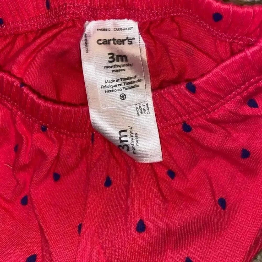 ⭐️3/$20 Girl's Carter's Strawberry Outfit Size 3M Pink/Green